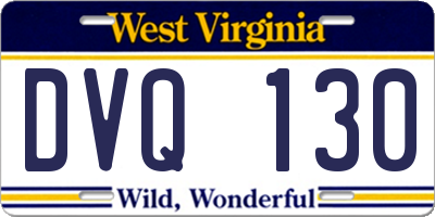 WV license plate DVQ130