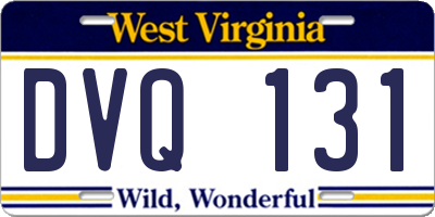 WV license plate DVQ131