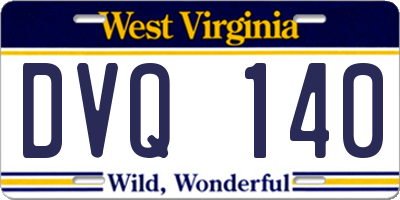 WV license plate DVQ140
