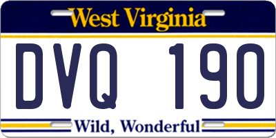 WV license plate DVQ190