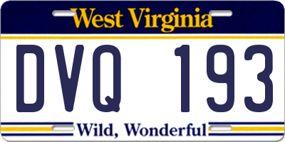 WV license plate DVQ193