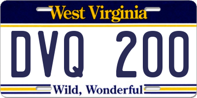 WV license plate DVQ200