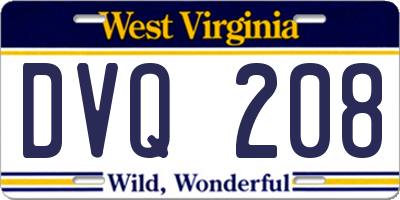 WV license plate DVQ208