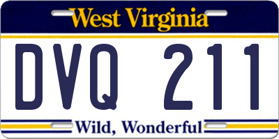 WV license plate DVQ211