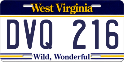WV license plate DVQ216