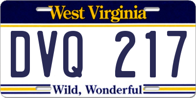 WV license plate DVQ217