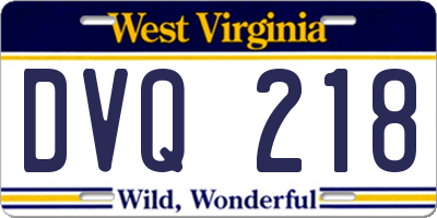 WV license plate DVQ218