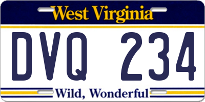 WV license plate DVQ234