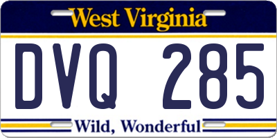 WV license plate DVQ285