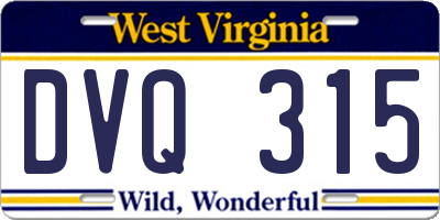 WV license plate DVQ315