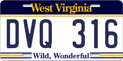 WV license plate DVQ316