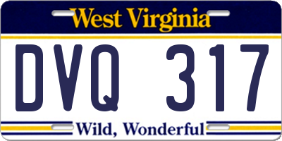 WV license plate DVQ317