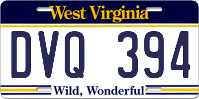 WV license plate DVQ394