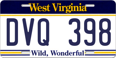 WV license plate DVQ398