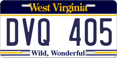 WV license plate DVQ405