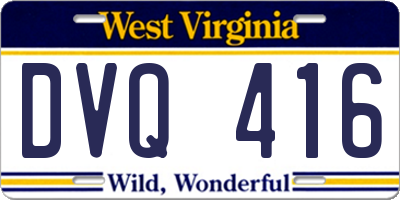 WV license plate DVQ416