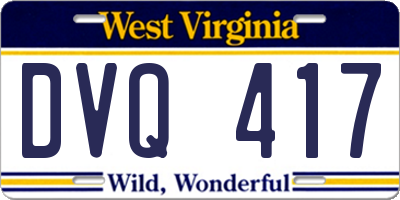 WV license plate DVQ417