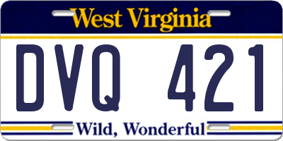 WV license plate DVQ421