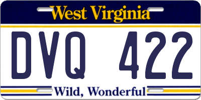 WV license plate DVQ422