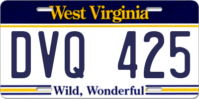 WV license plate DVQ425