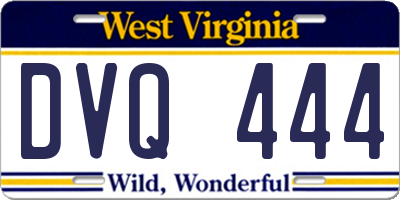 WV license plate DVQ444