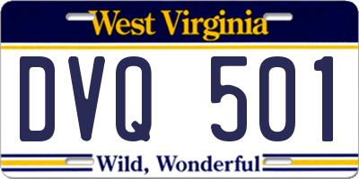 WV license plate DVQ501