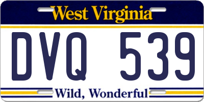 WV license plate DVQ539