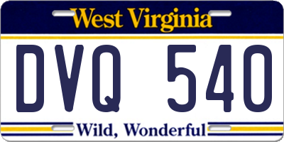 WV license plate DVQ540