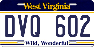 WV license plate DVQ602