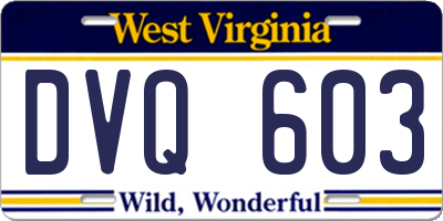 WV license plate DVQ603