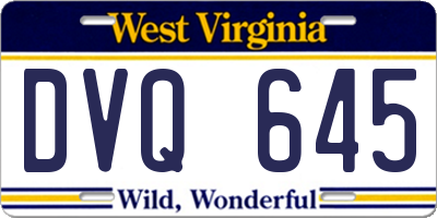 WV license plate DVQ645