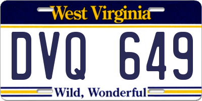 WV license plate DVQ649