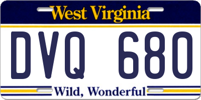 WV license plate DVQ680