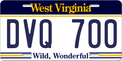WV license plate DVQ700