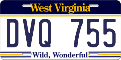 WV license plate DVQ755