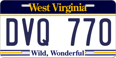 WV license plate DVQ770