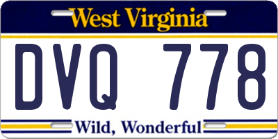WV license plate DVQ778