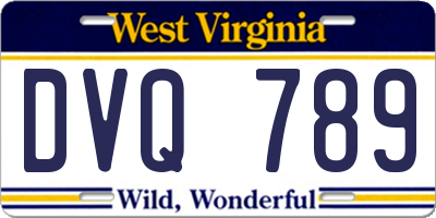 WV license plate DVQ789