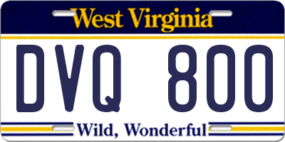 WV license plate DVQ800