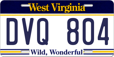 WV license plate DVQ804