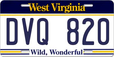 WV license plate DVQ820