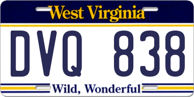 WV license plate DVQ838