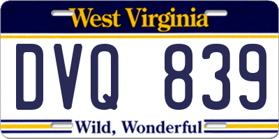 WV license plate DVQ839
