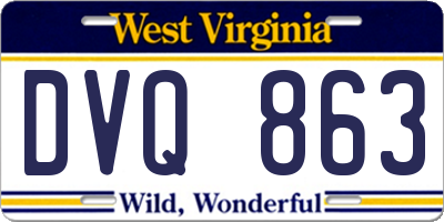 WV license plate DVQ863