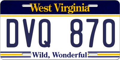 WV license plate DVQ870