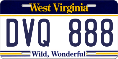 WV license plate DVQ888