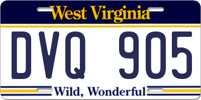 WV license plate DVQ905