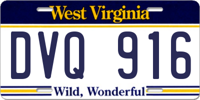 WV license plate DVQ916