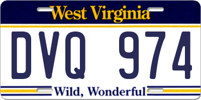 WV license plate DVQ974