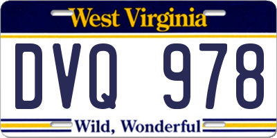 WV license plate DVQ978